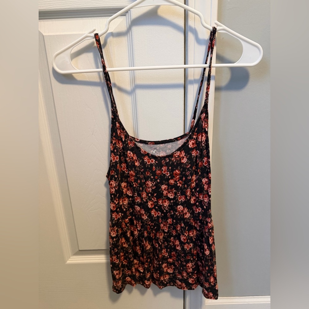 American Eagle Outfitters Black and Pink Floral Camisole